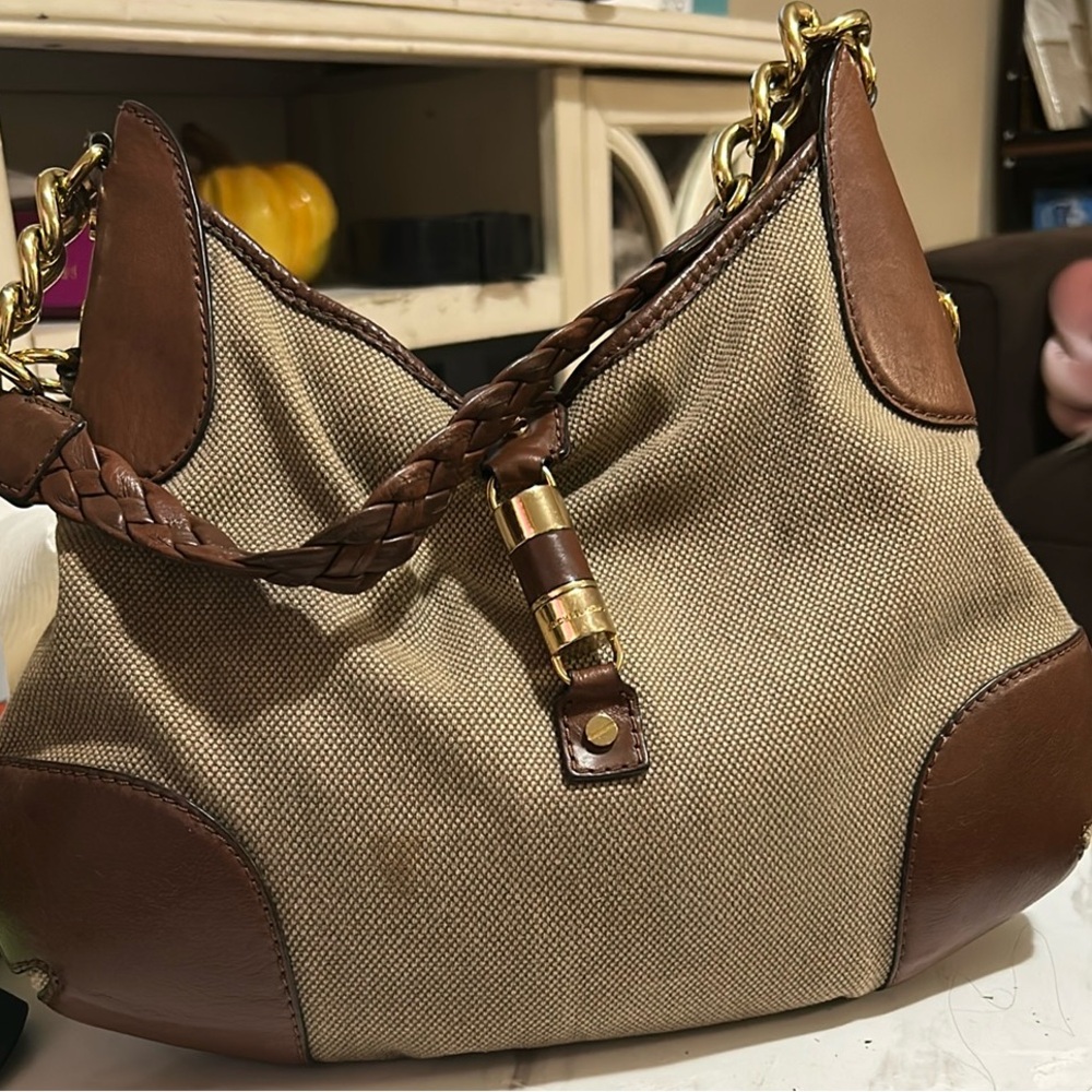 Brown and Tan Women's Bag
